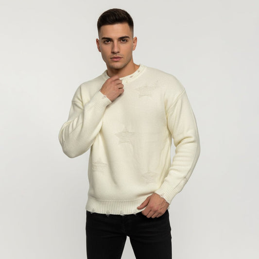 Мъжки плетен пуловер 'Ivory Chill'
